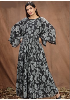 Black Viscose Designer  Gown